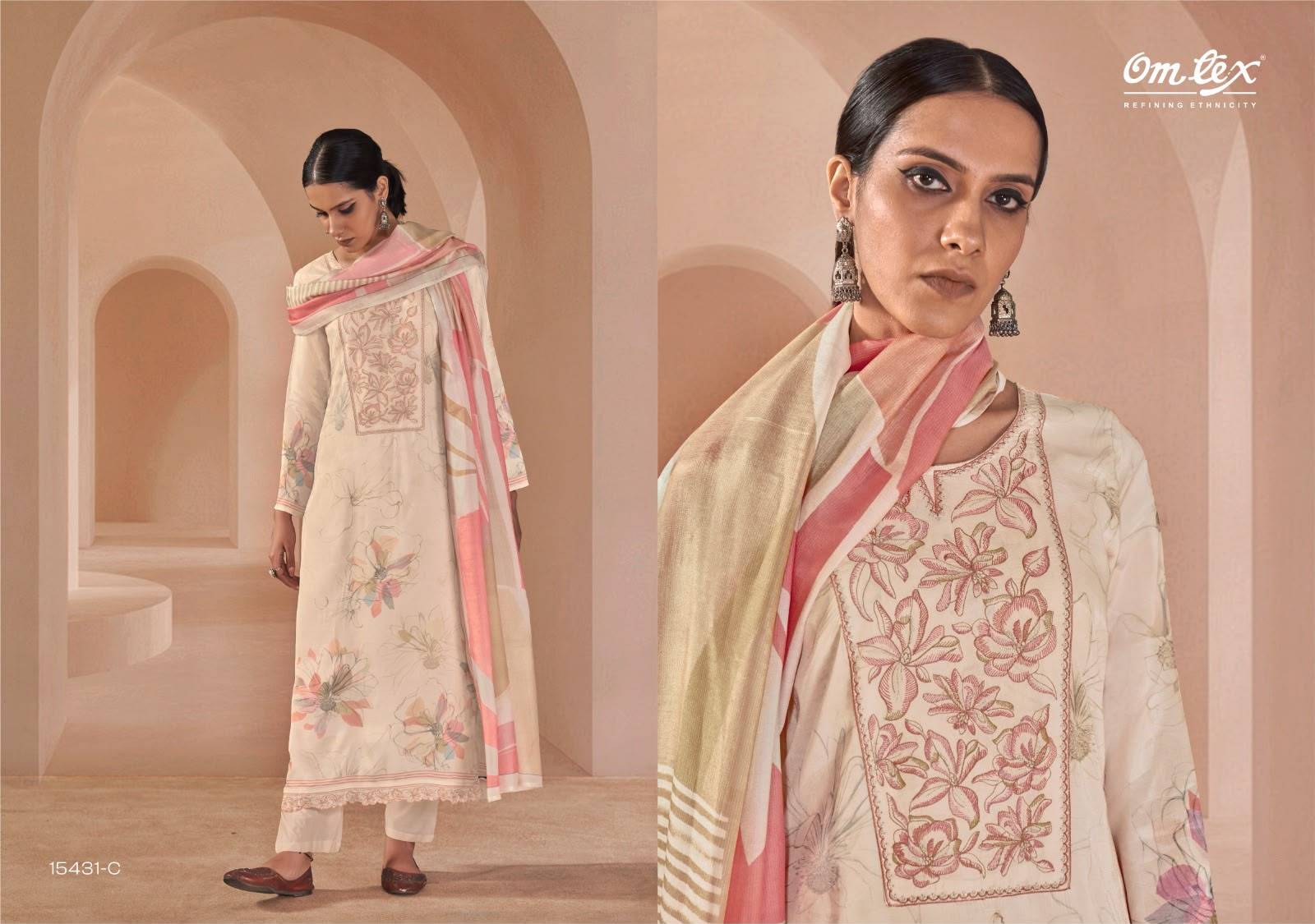 AFSEEN By Om Tex 15431 Series Beautiful Festive Suits Stylish Colorful Fancy Casual Wear & Ethnic Wear Muslin Silk Dresses At Wholesale Price